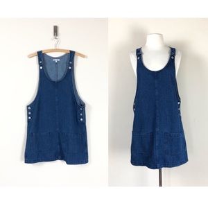 vintage 90s denim overalls dress cotton y2k jean mini pinafore jumper bib grunge